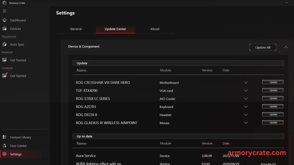 Armoury Crate 3 armoury crate settings